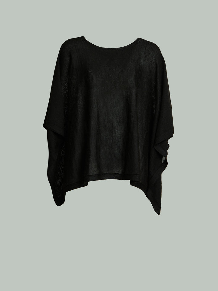 Britany Baby Alpaca Poncho Black