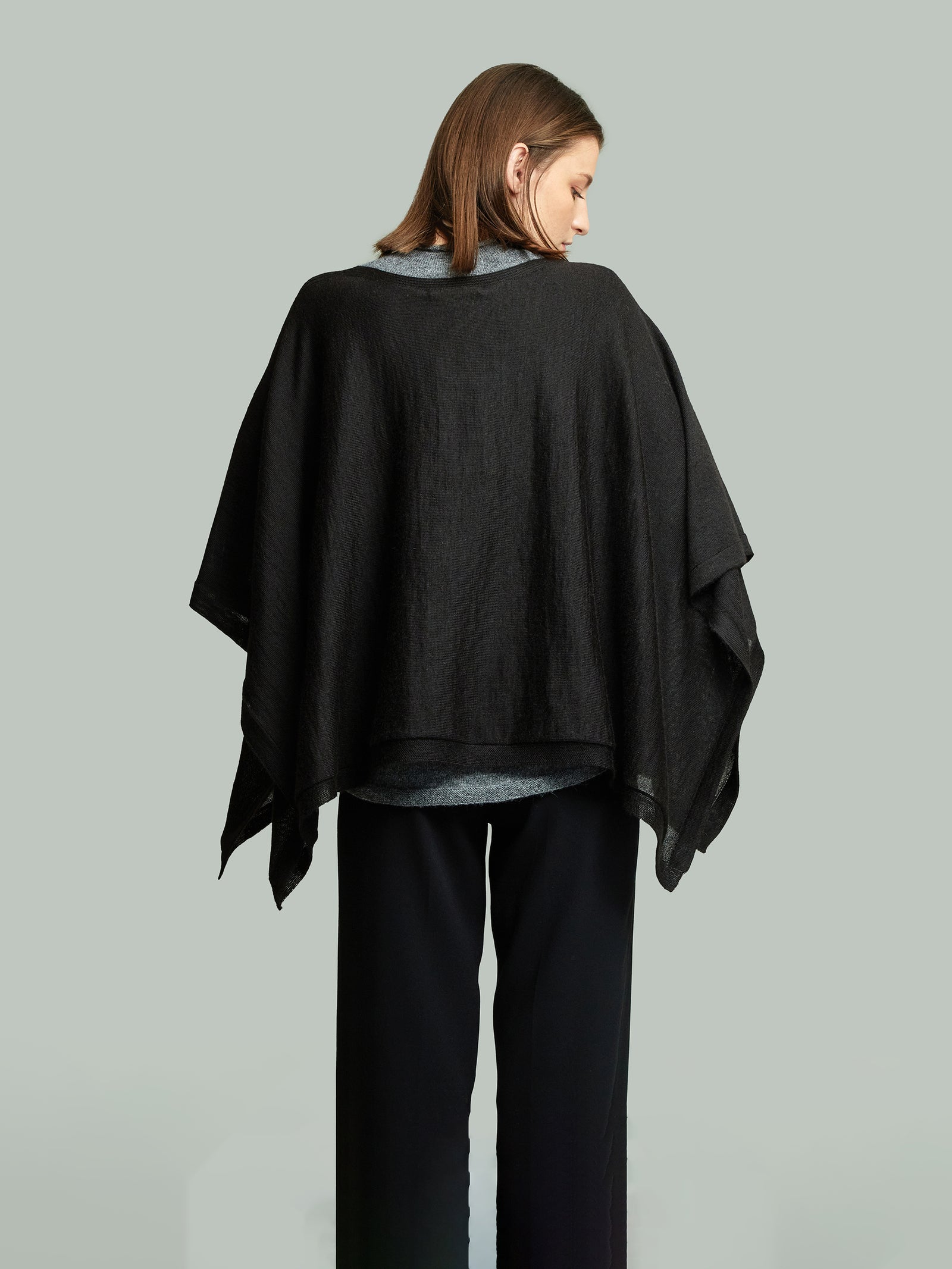 Britany Baby Alpaca Poncho Black