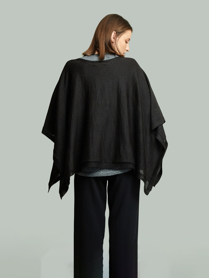Britany Baby Alpaca Poncho Black