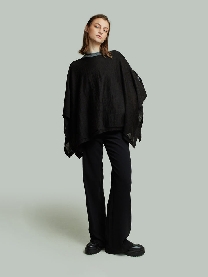Britany Baby Alpaca Poncho Black