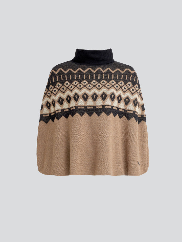 Yacinta Poncho Made of Baby Alpaca in Camel Color