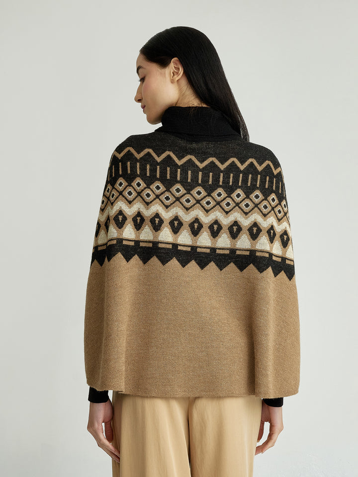 Yacinta Poncho Made of Baby Alpaca in Camel Color
