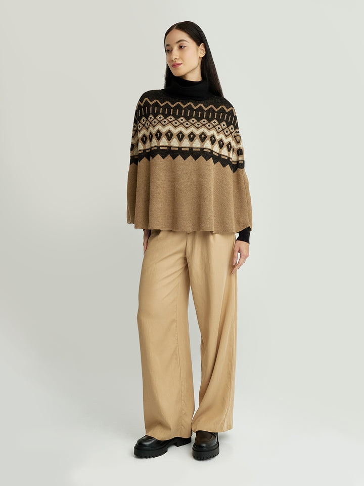 Yacinta Poncho Made of Baby Alpaca in Camel Color