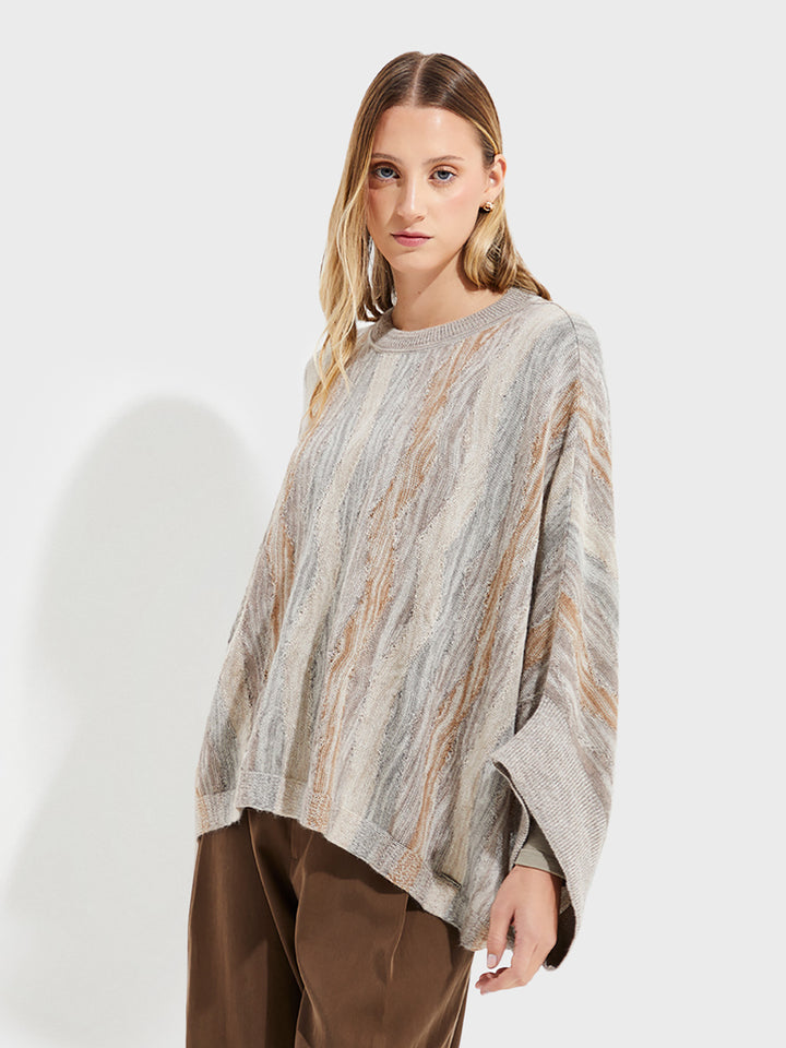 Baby Alpaca Poncho Yola in Beige
