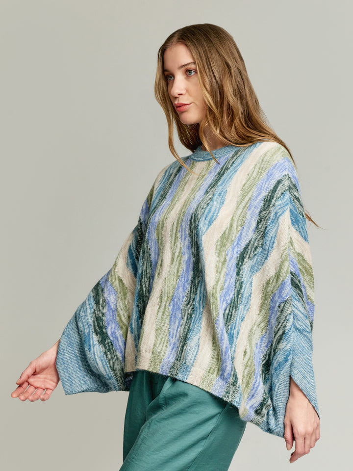 Baby Alpaca Yola Poncho in Light Blue