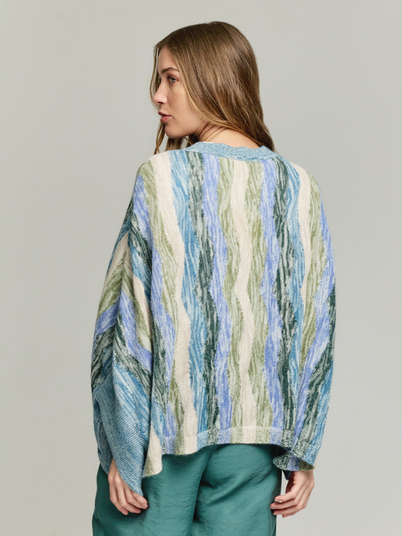Baby Alpaca Yola Poncho in Light Blue