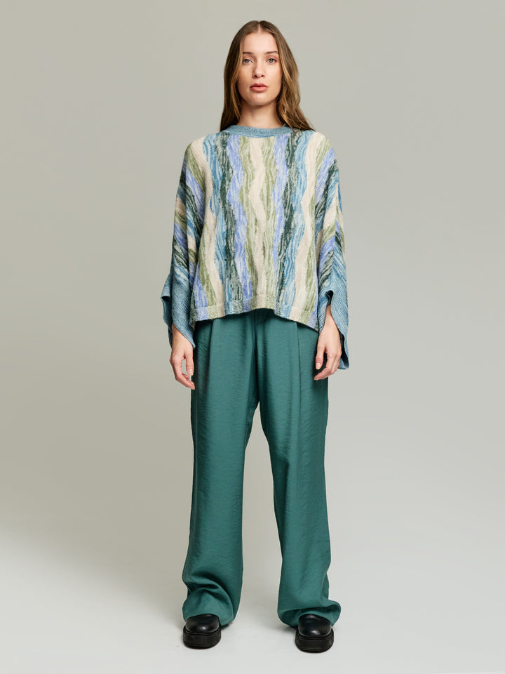 Baby Alpaca Yola Poncho in Light Blue
