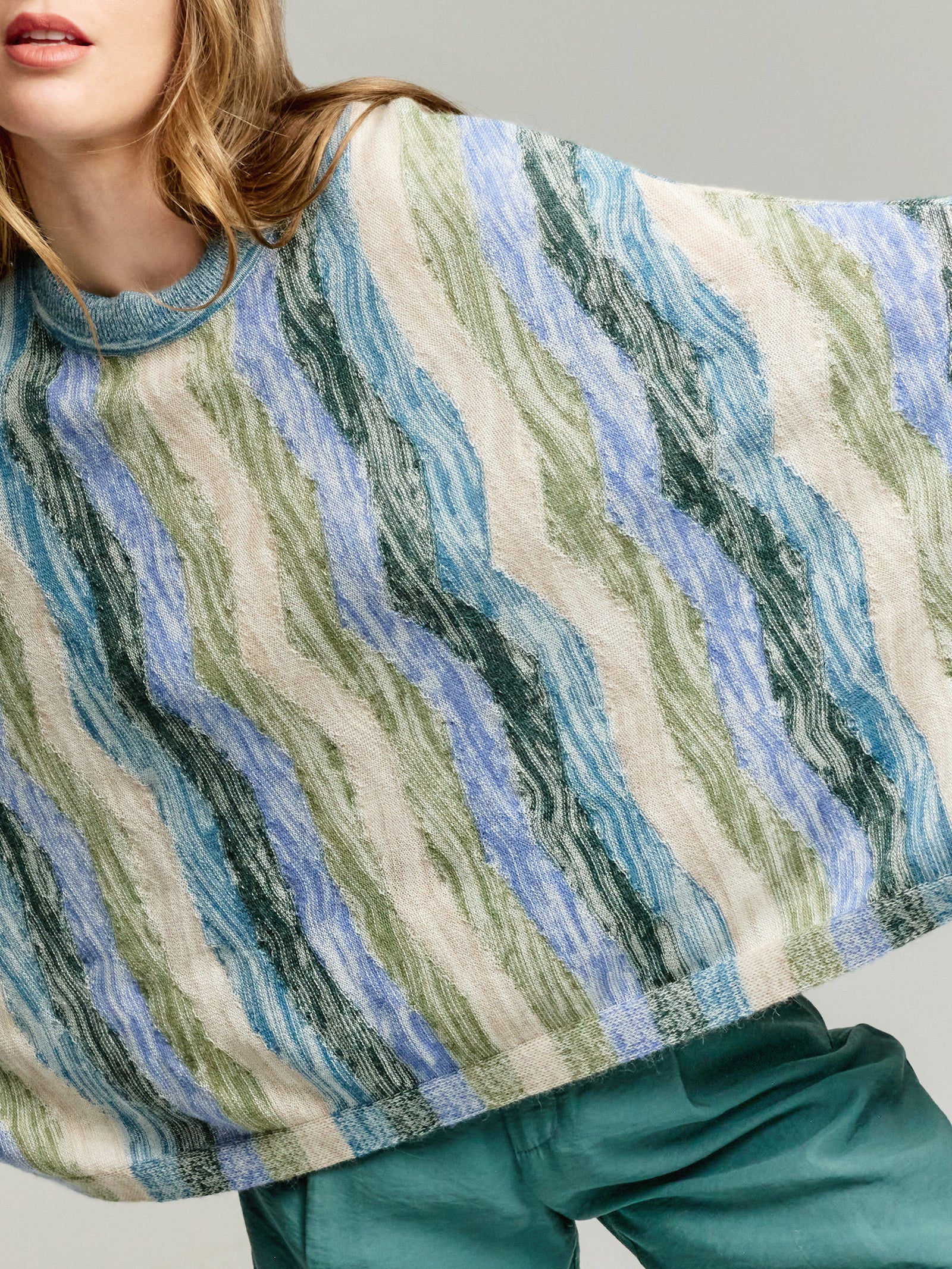 Baby Alpaca Yola Poncho in Light Blue