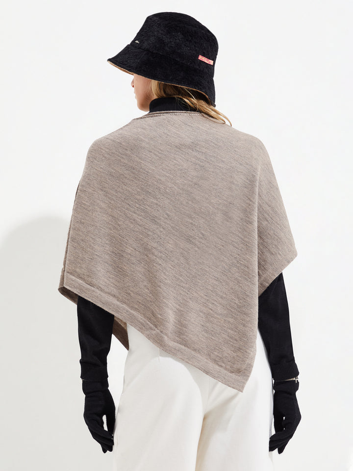 Beige Baby Alpaca Poncho Yura