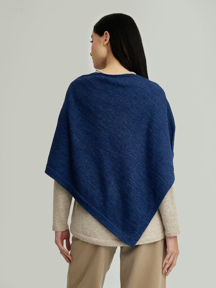 Yura Poncho Made of Baby Alpaca in Blue