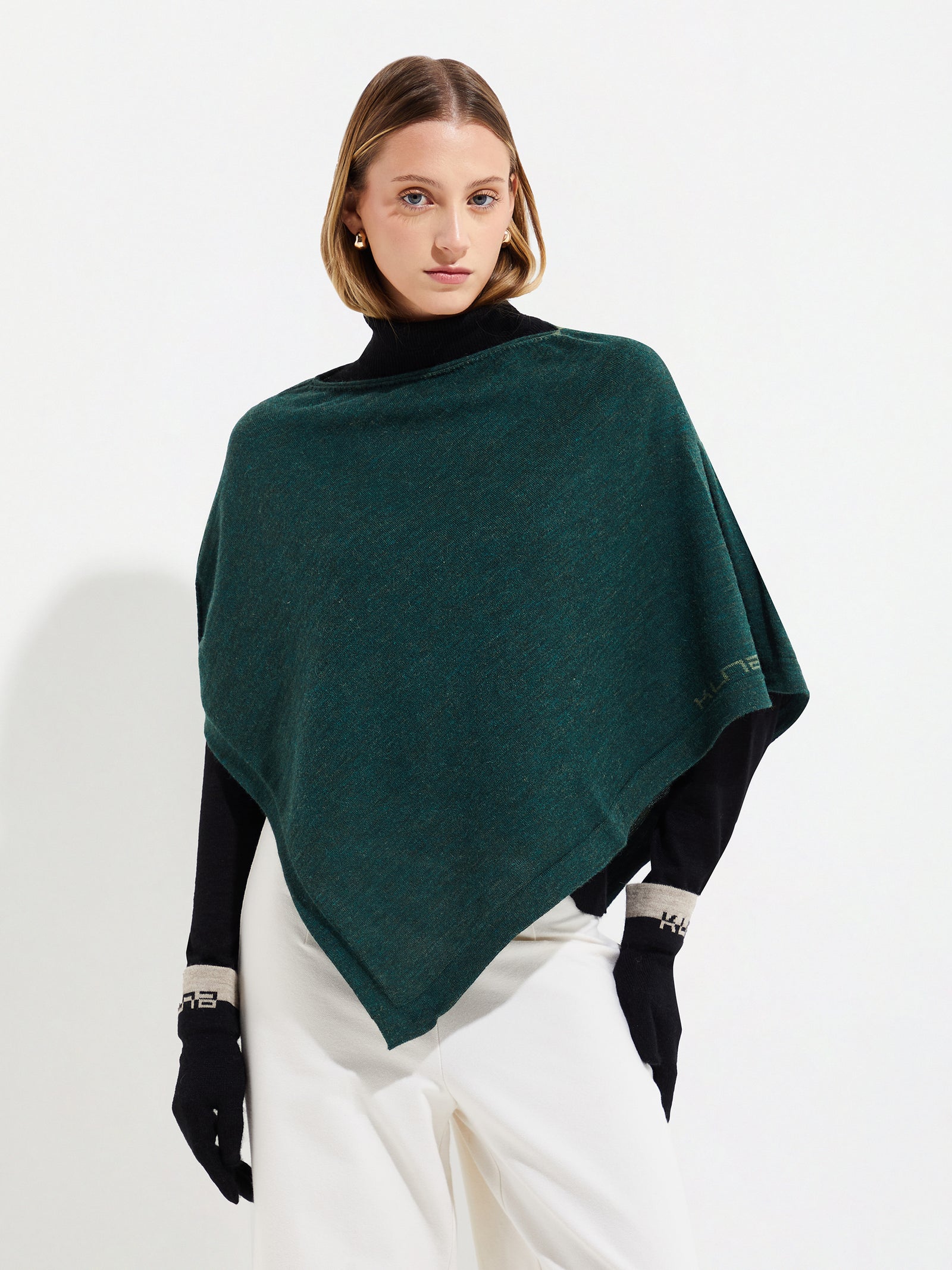 Green Baby Alpaca Yura Poncho