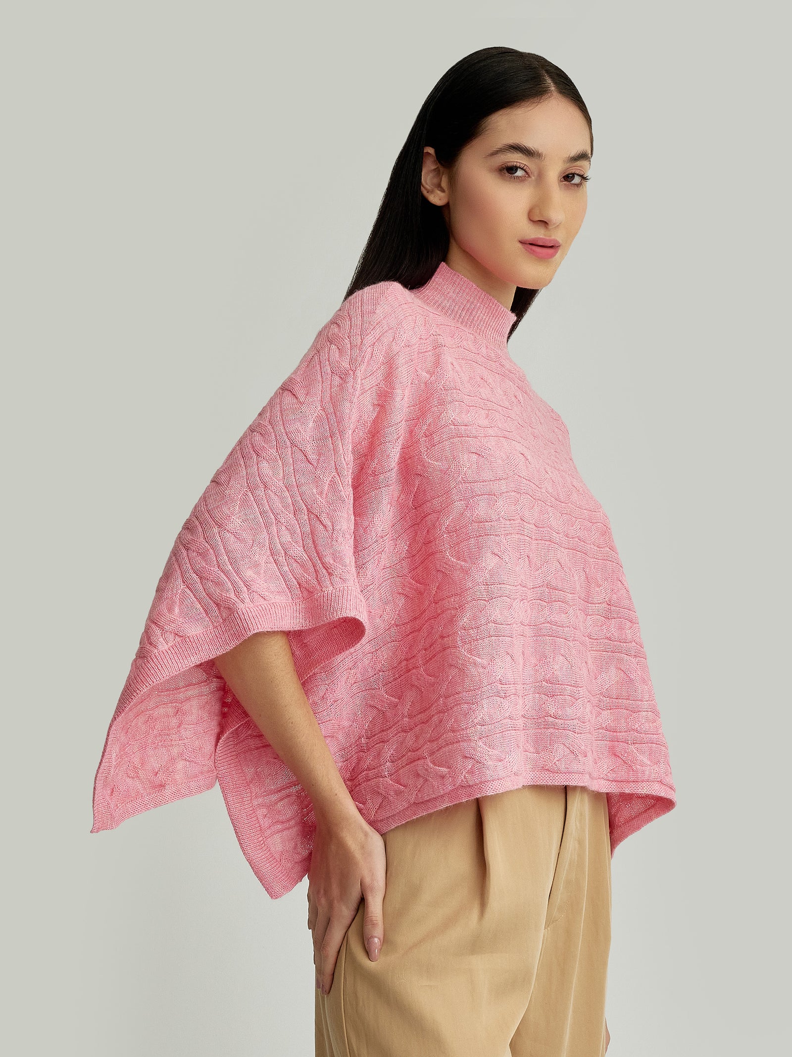 Yanina Poncho Made of Baby Alpaca in Pink