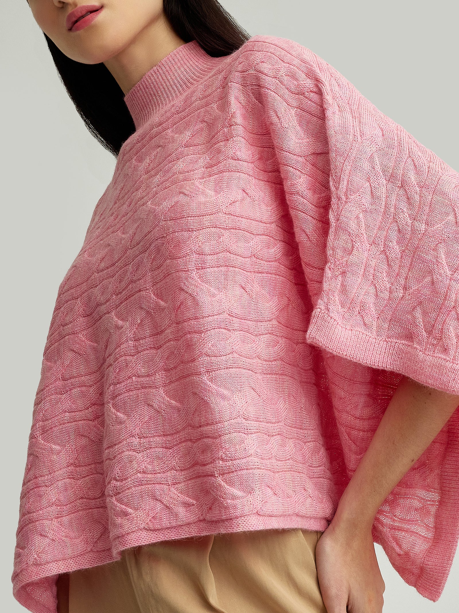 Yanina Poncho Made of Baby Alpaca in Pink
