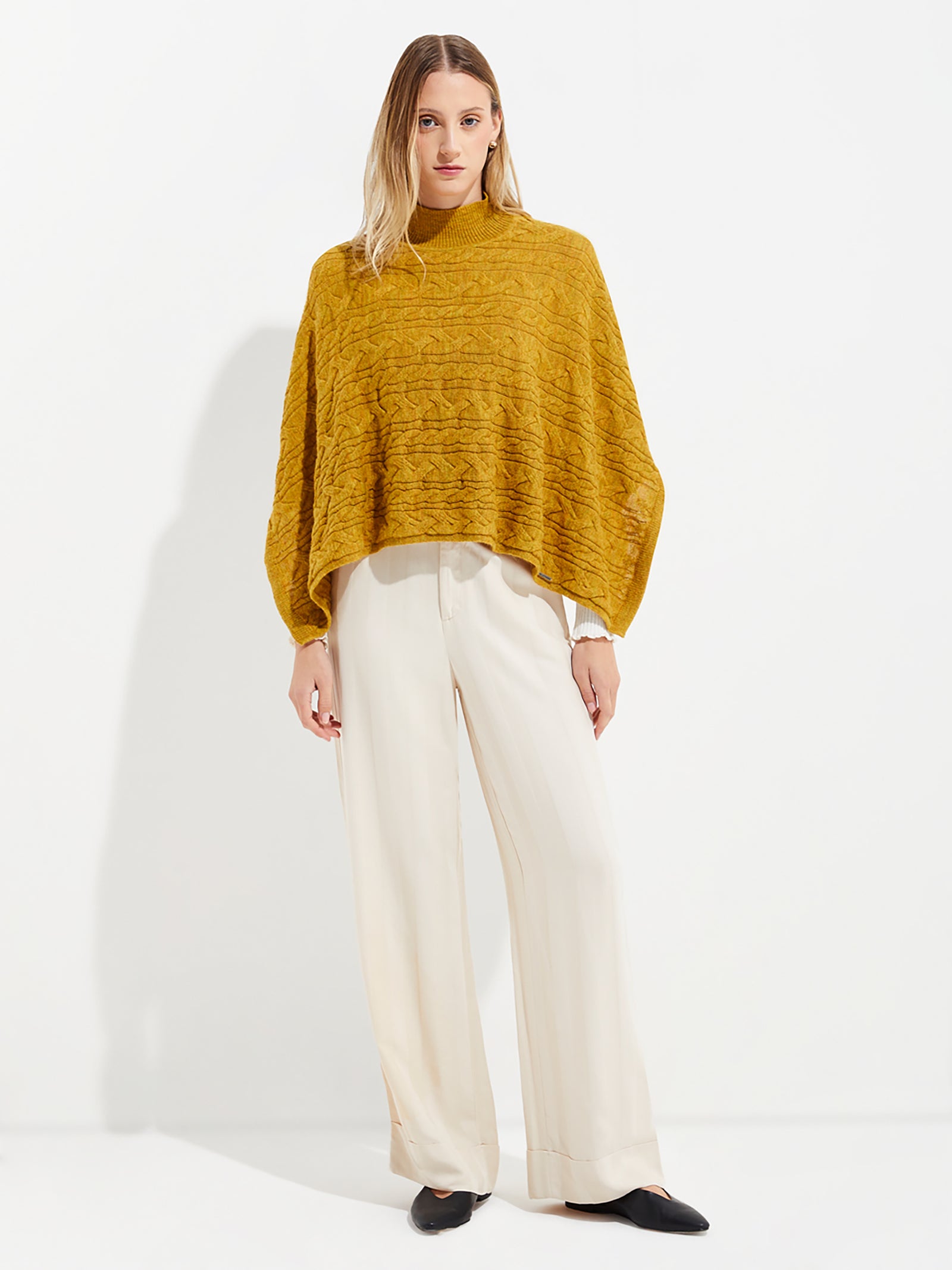Yanina Baby Alpaca Yellow Poncho