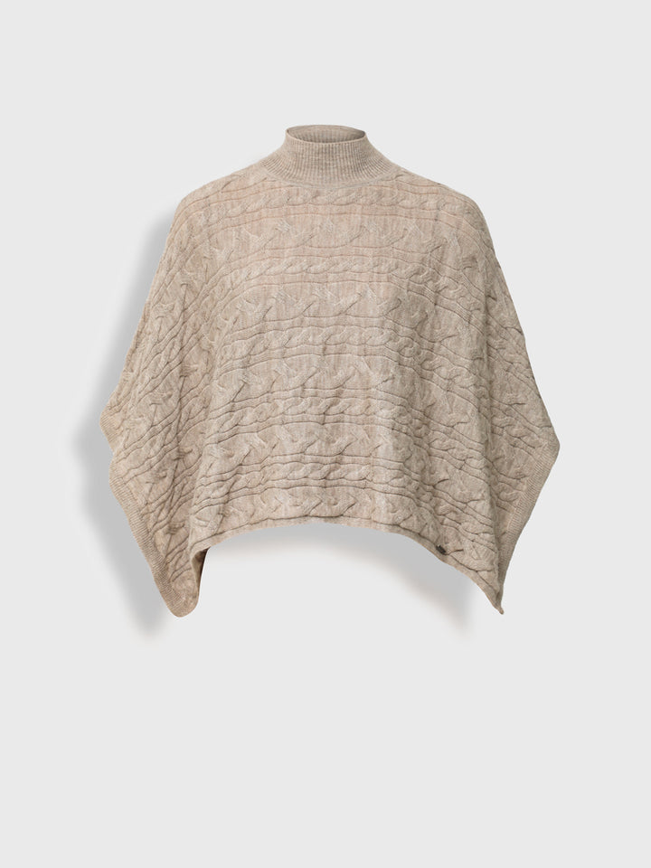 Yanina Poncho Made of Baby Alpaca in Beige