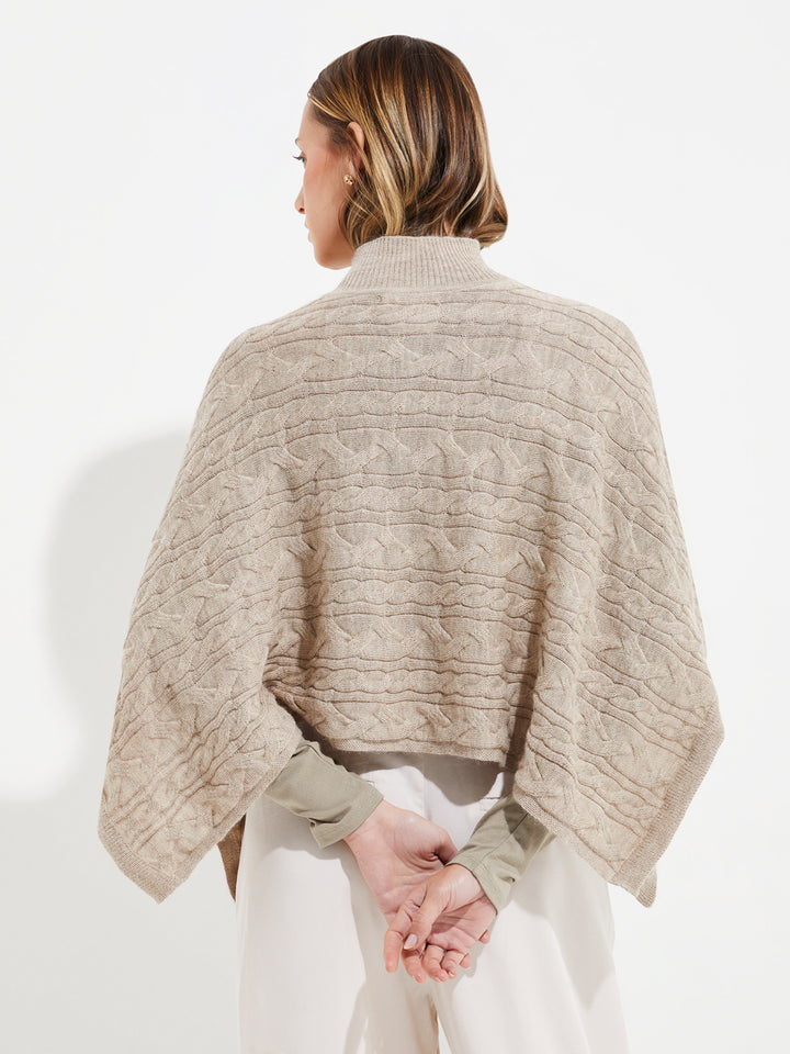 Yanina Poncho Made of Baby Alpaca in Beige
