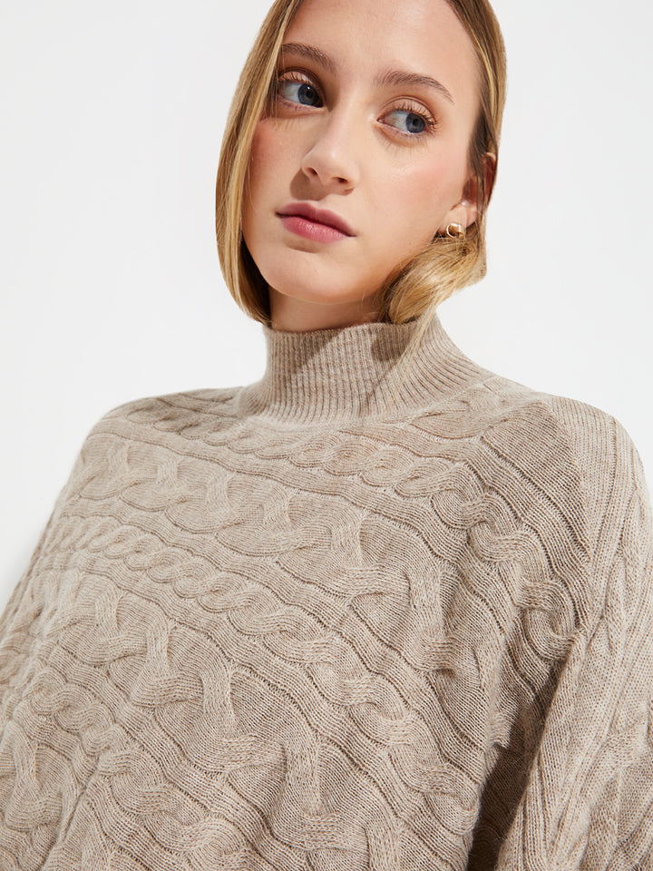 Yanina Poncho Made of Baby Alpaca in Beige