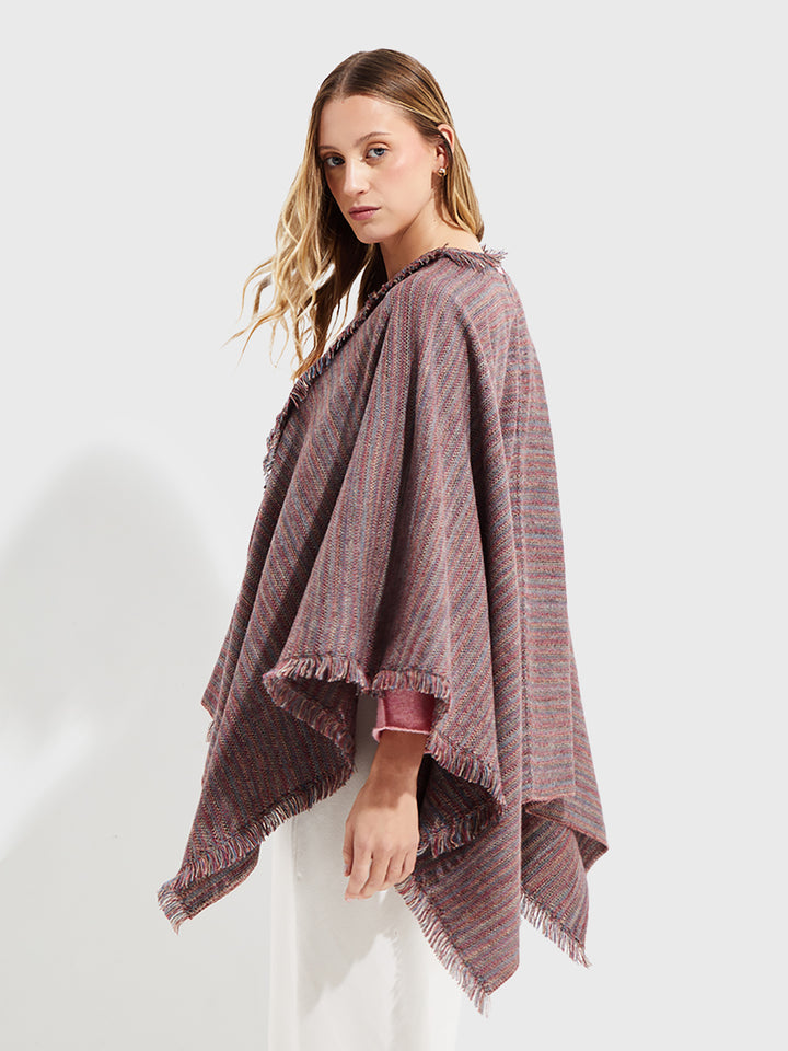 Red Baby Alpaca Poncho Yudith
