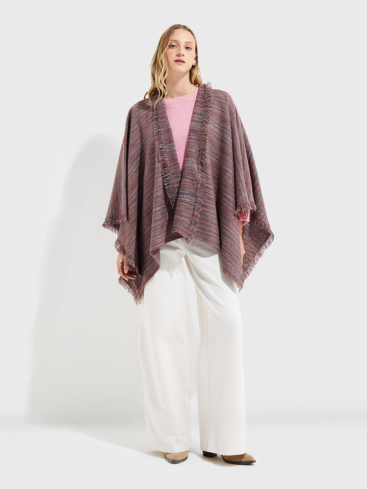 Red Baby Alpaca Poncho Yudith