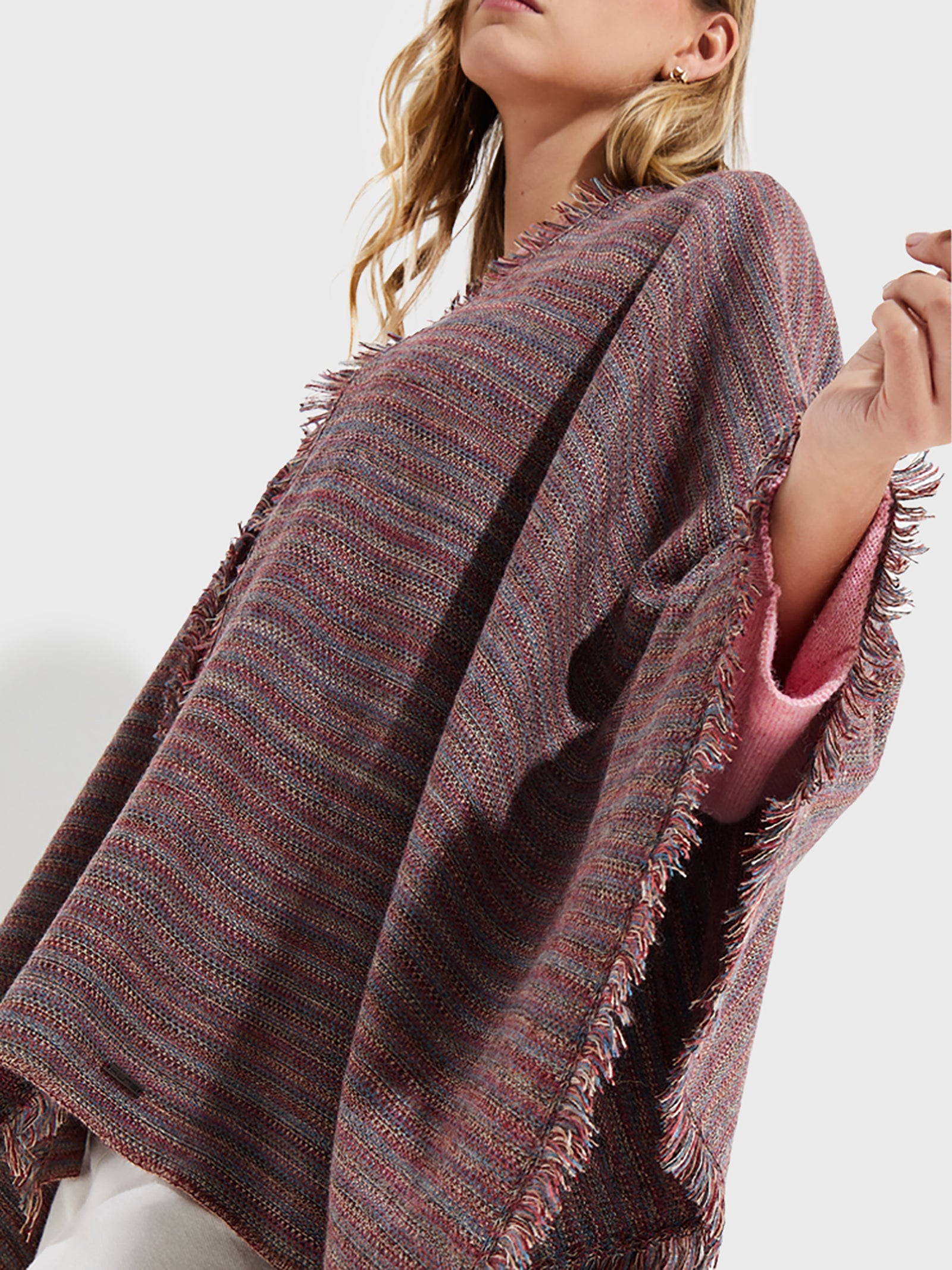 Red Baby Alpaca Poncho Yudith