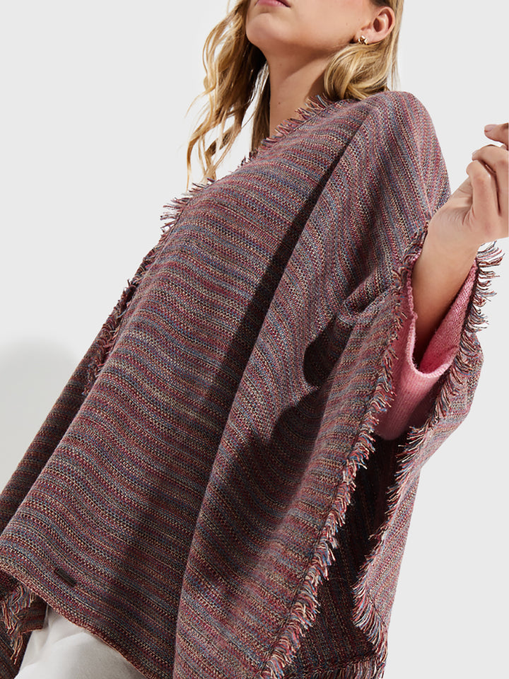 Red Baby Alpaca Poncho Yudith