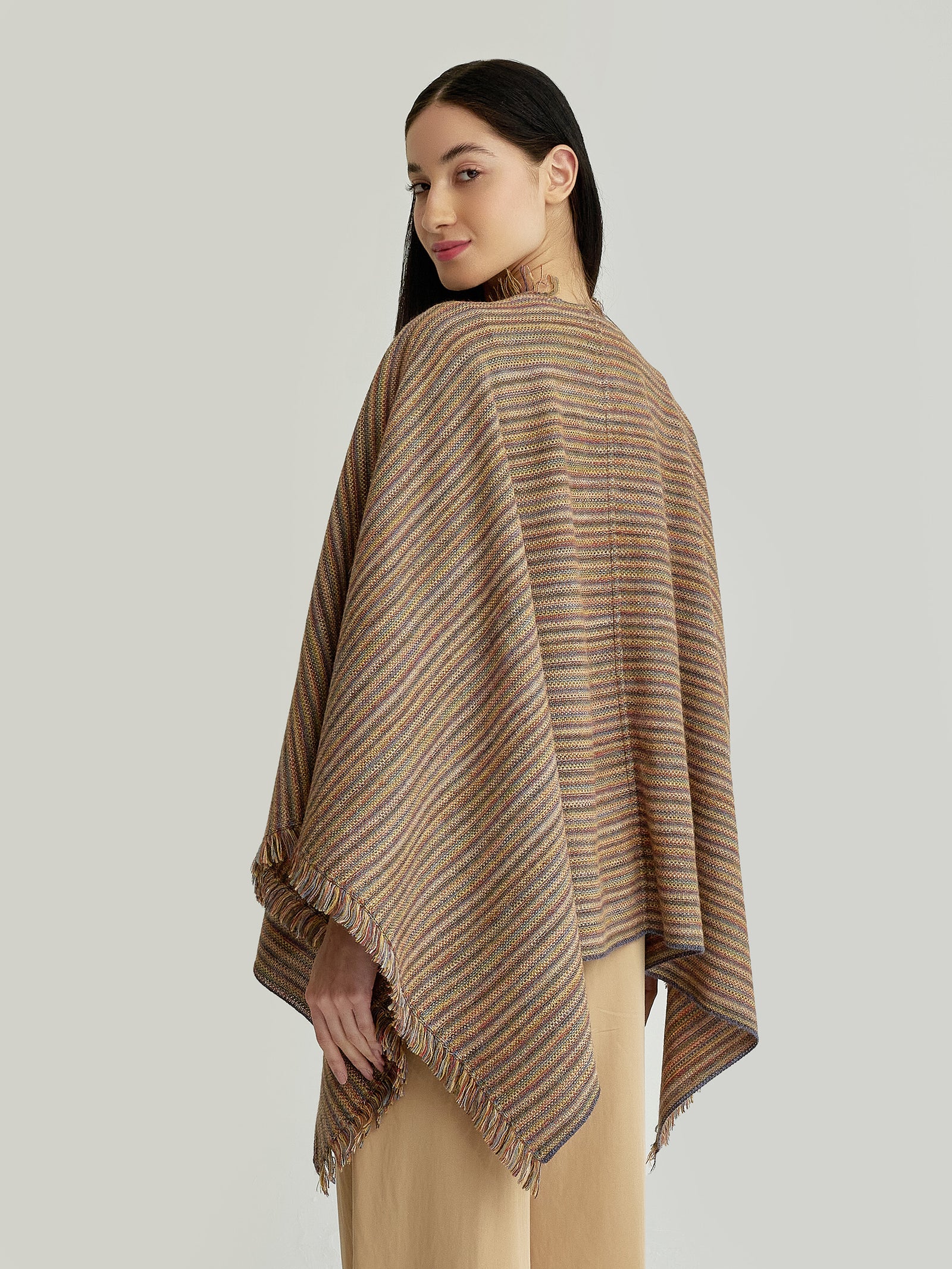 Yudith Poncho Made of Baby Alpaca in Brown Color