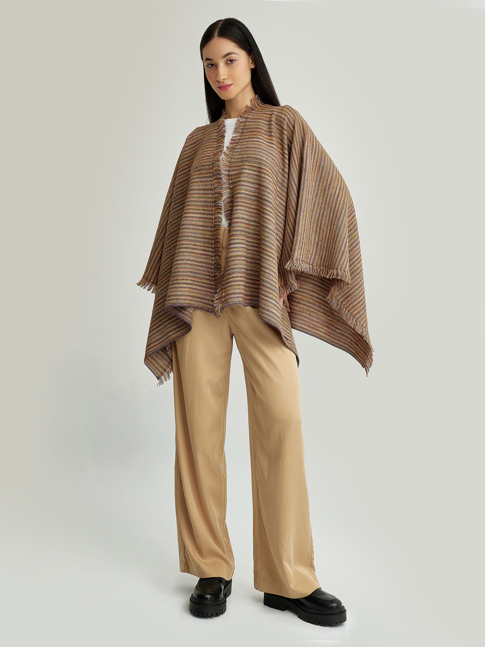 Yudith Poncho Made of Baby Alpaca in Brown Color