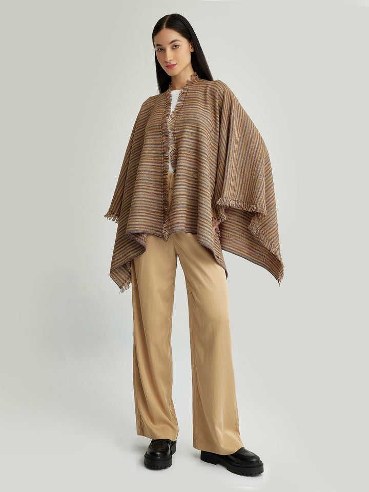 Yudith Poncho Made of Baby Alpaca in Brown Color