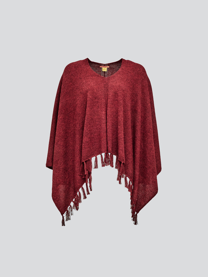 Scorpio Poncho Made From Baby Alpaca In Red
