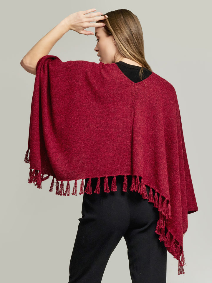 Scorpio Poncho Made From Baby Alpaca In Red