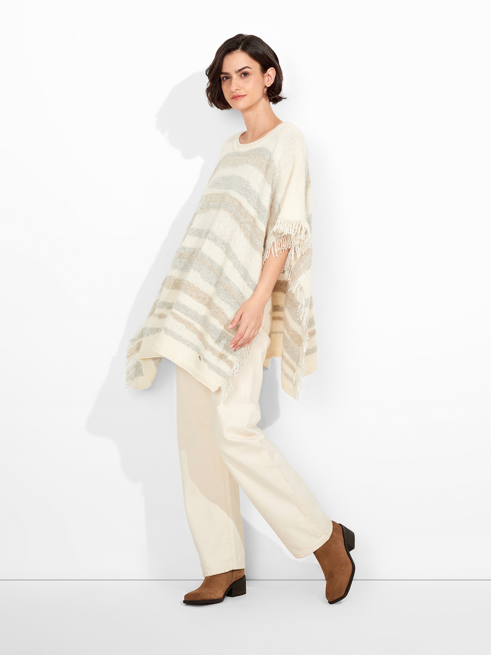 Poncho Zegovia De Baby Alpaca Color Ecru