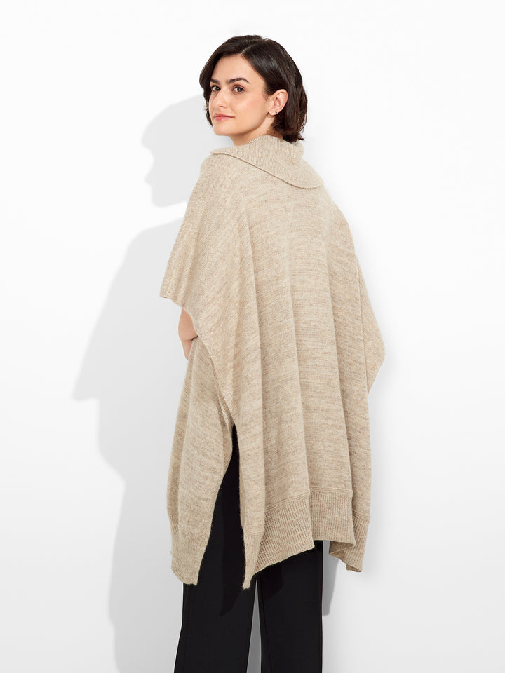Beige Baby Alpaca Poncho Zoila