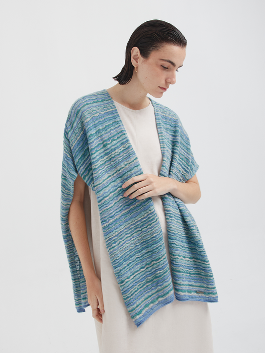 Poncho Corina De Baby Alpaca Color Celeste