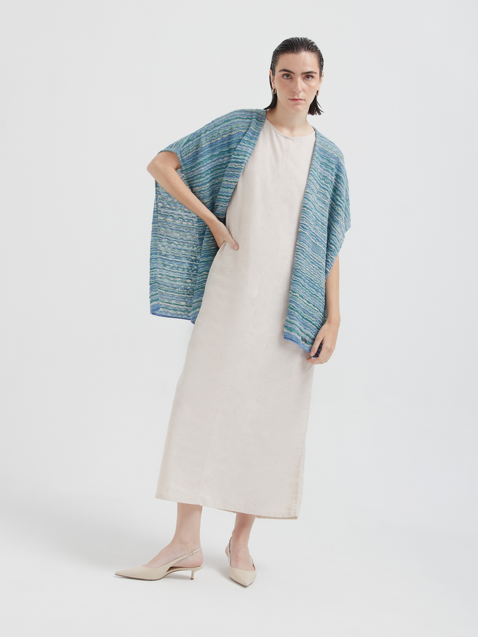 Poncho Corina De Baby Alpaca Color Celeste