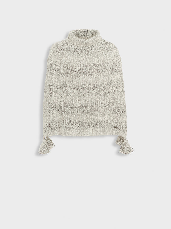 Alpaca and Suri Wool Blend Poncho in Grey