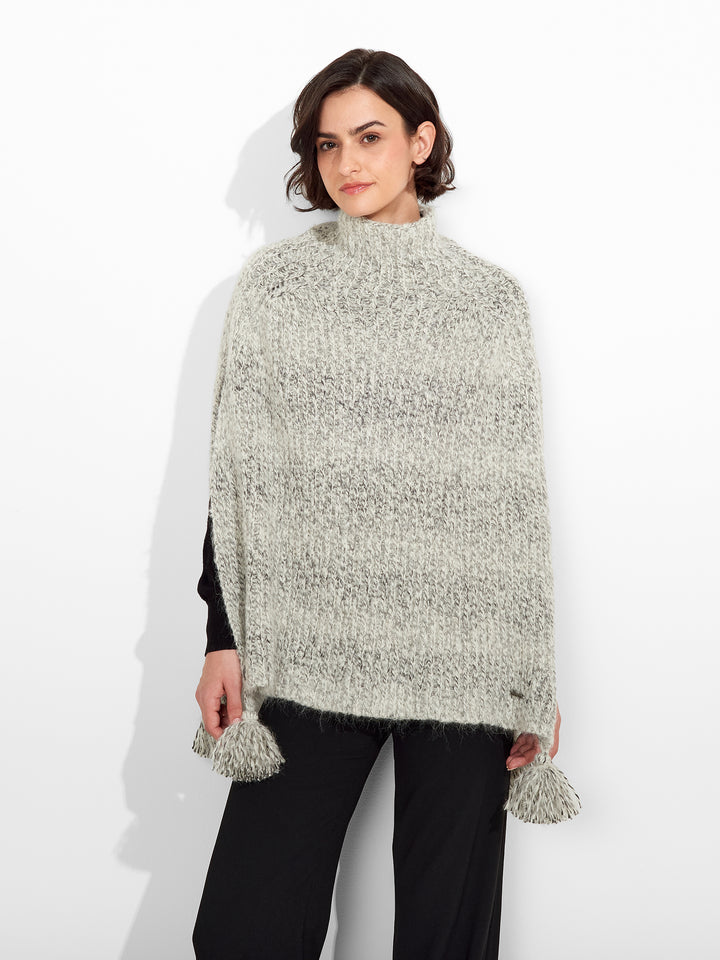 Alpaca and Suri Wool Blend Poncho in Grey