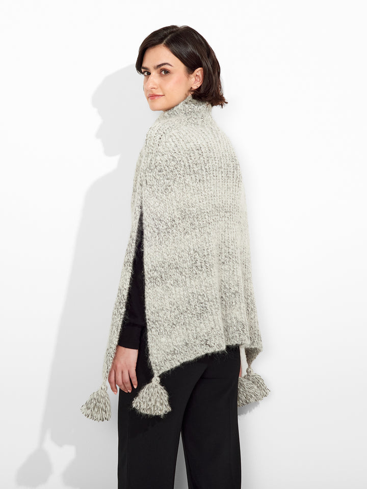 Alpaca and Suri Wool Blend Poncho in Grey