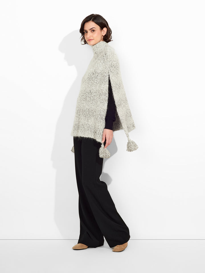 Alpaca and Suri Wool Blend Poncho in Grey