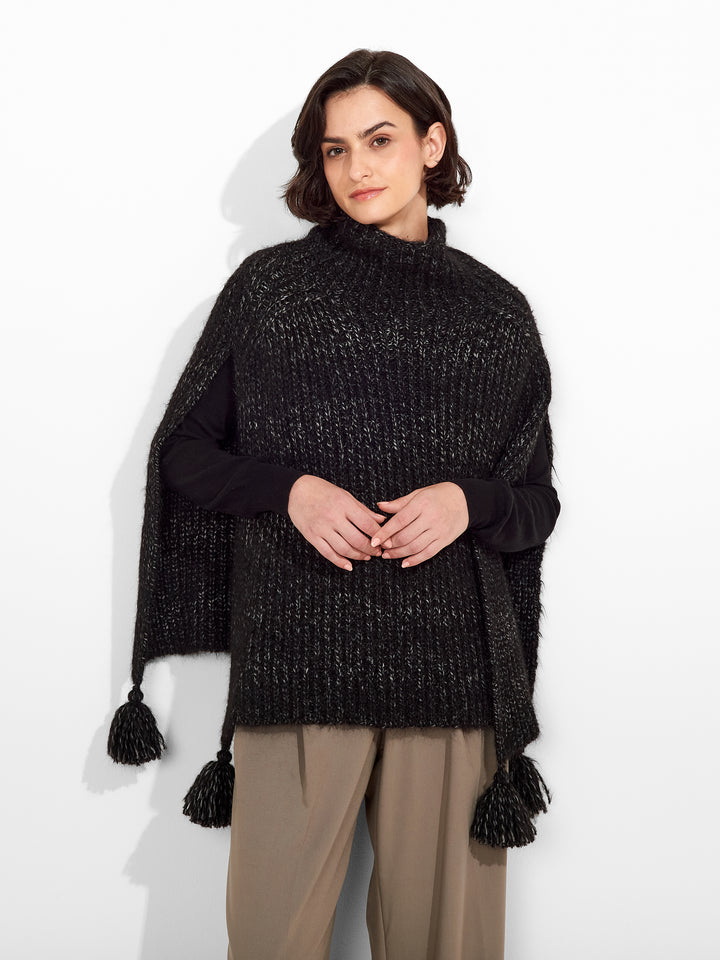 Black Suri Alpaca Poncho Zpazio