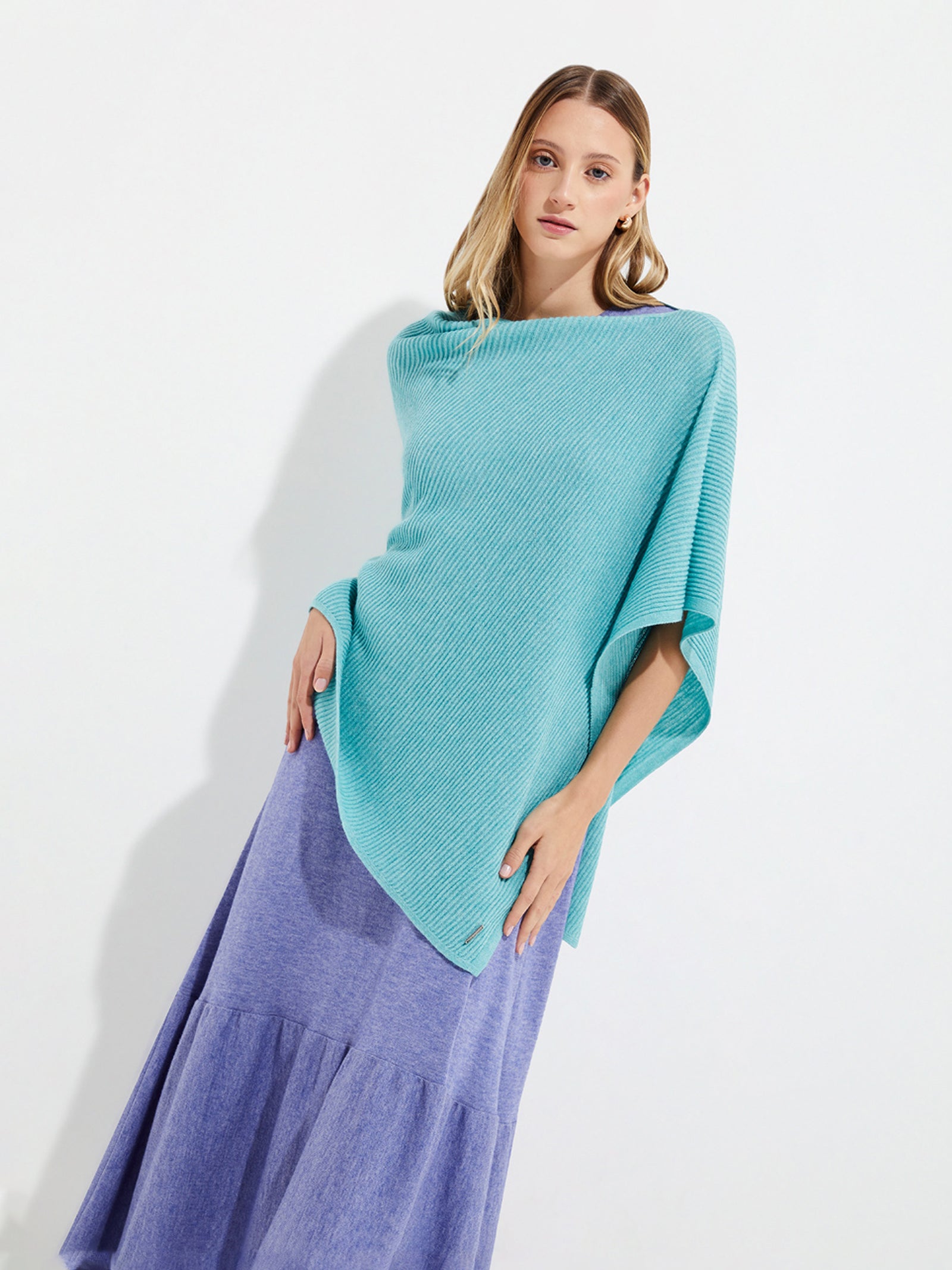 Ypanema Turquoise Cotton Poncho
