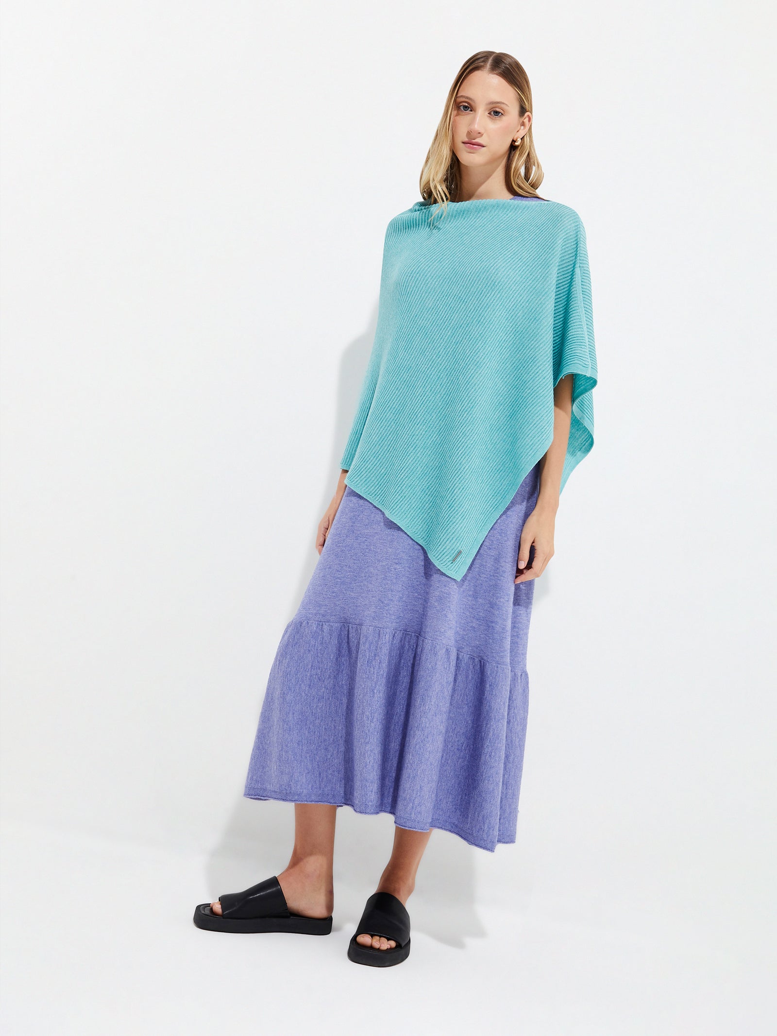 Ypanema Turquoise Cotton Poncho