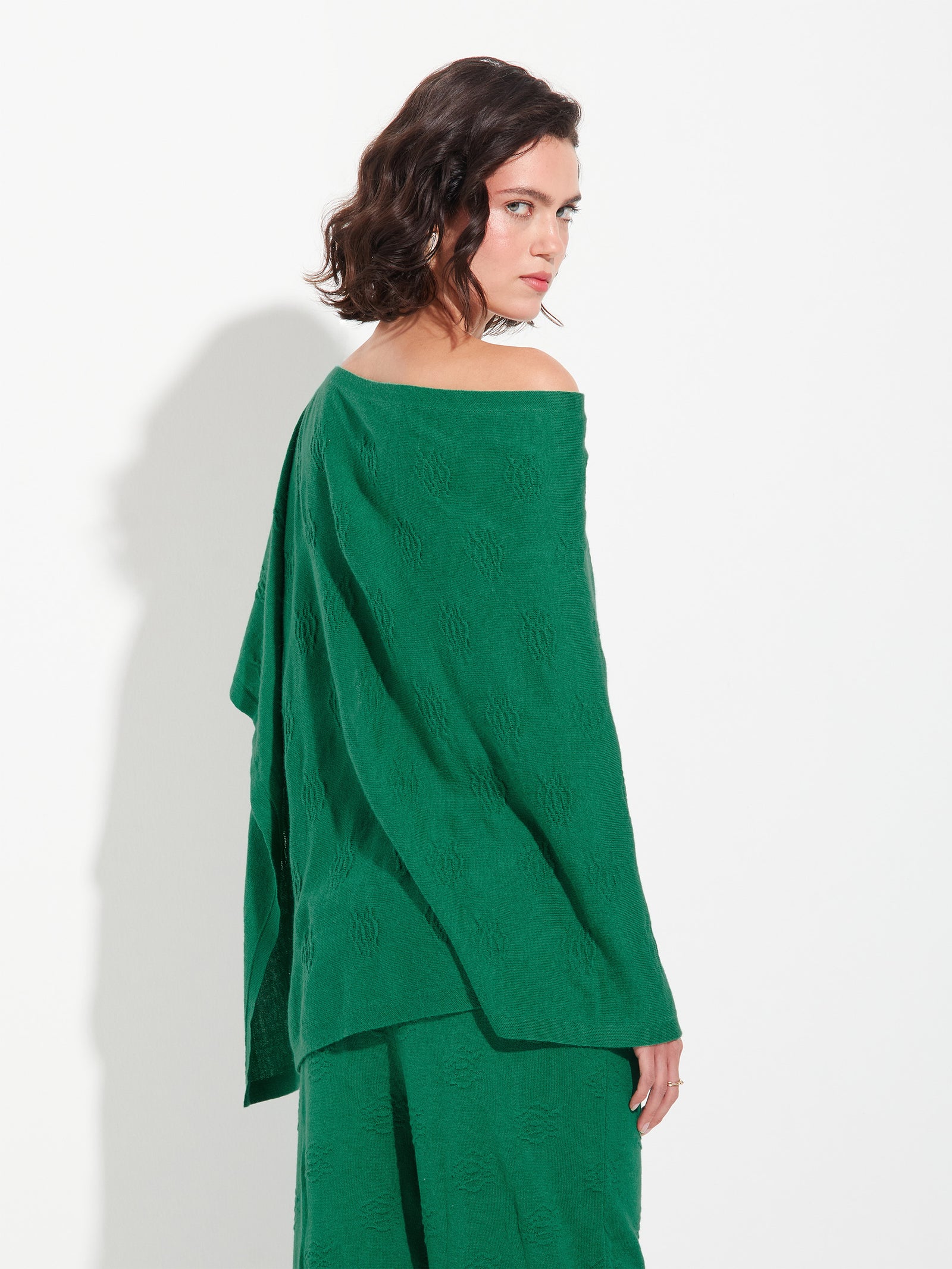 Zabeth Green Cotton Poncho