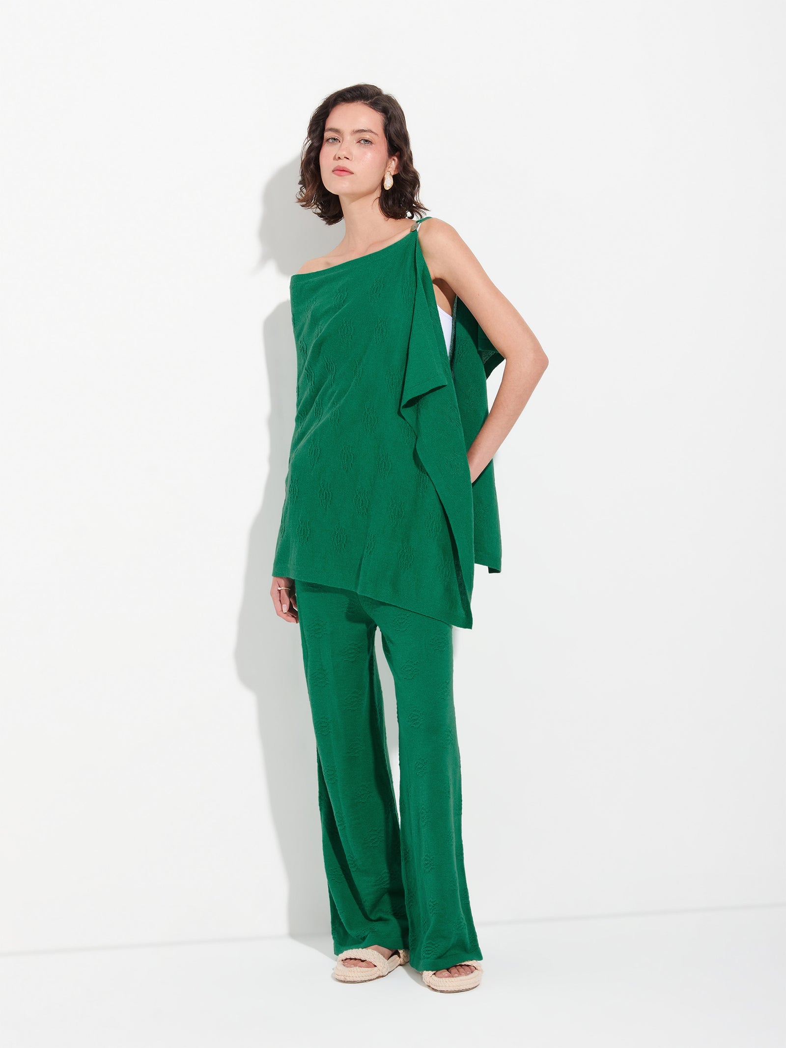 Zabeth Green Cotton Poncho