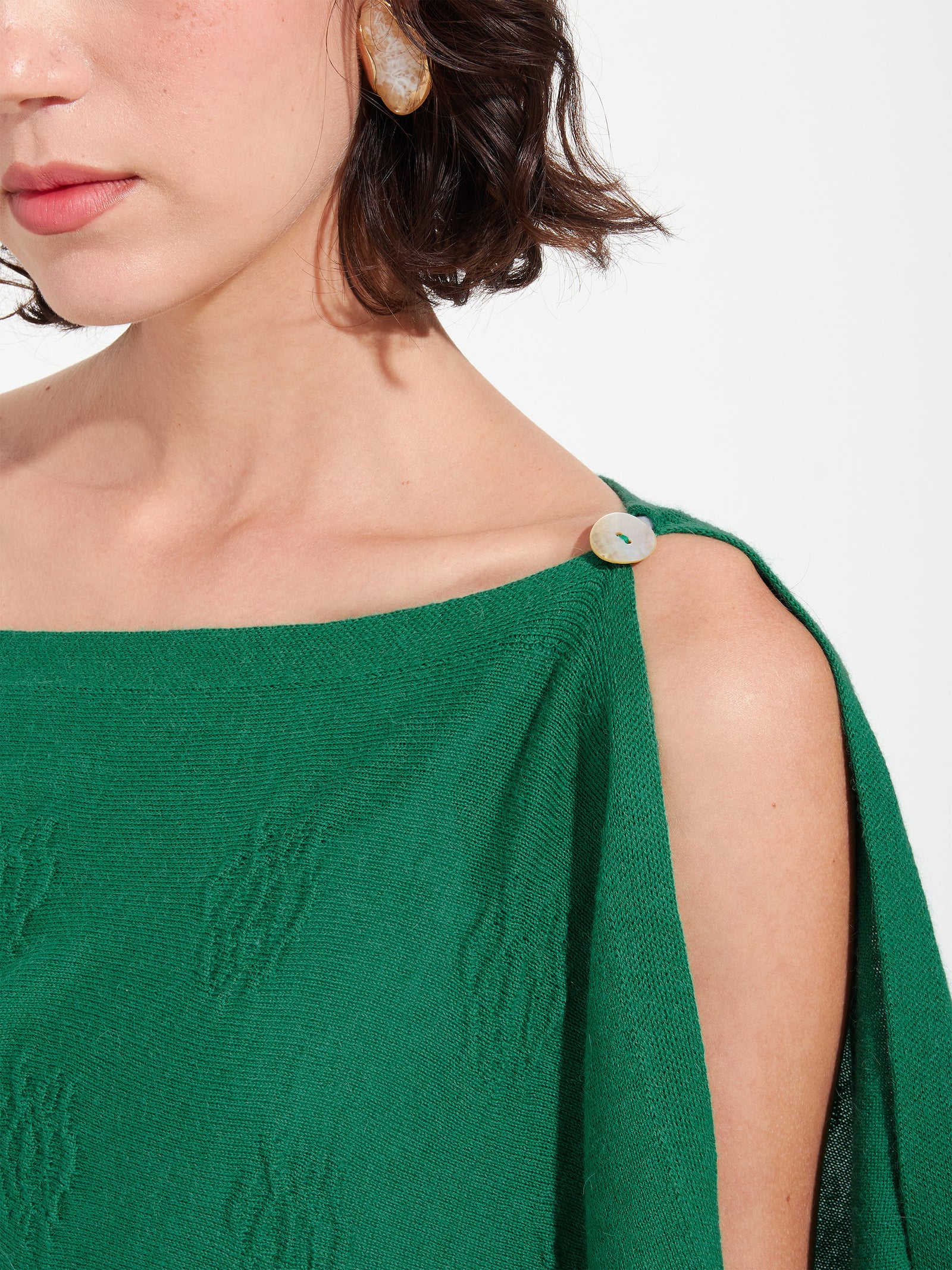 Zabeth Green Cotton Poncho