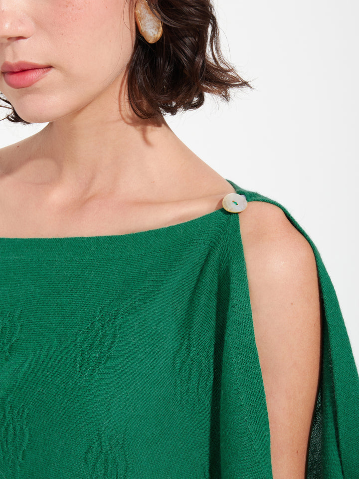 Zabeth Green Cotton Poncho