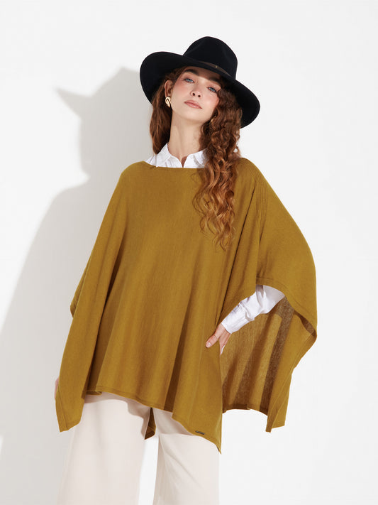 Poncho Zarah De Algodon Color Amarillo