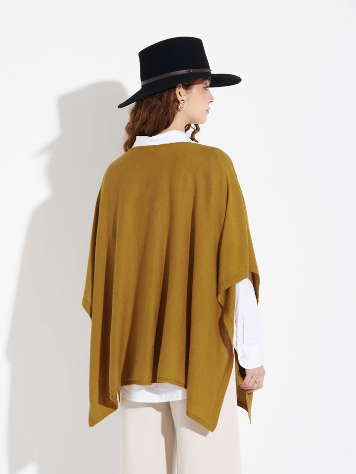 Poncho Zarah De Algodón Color Amarillo