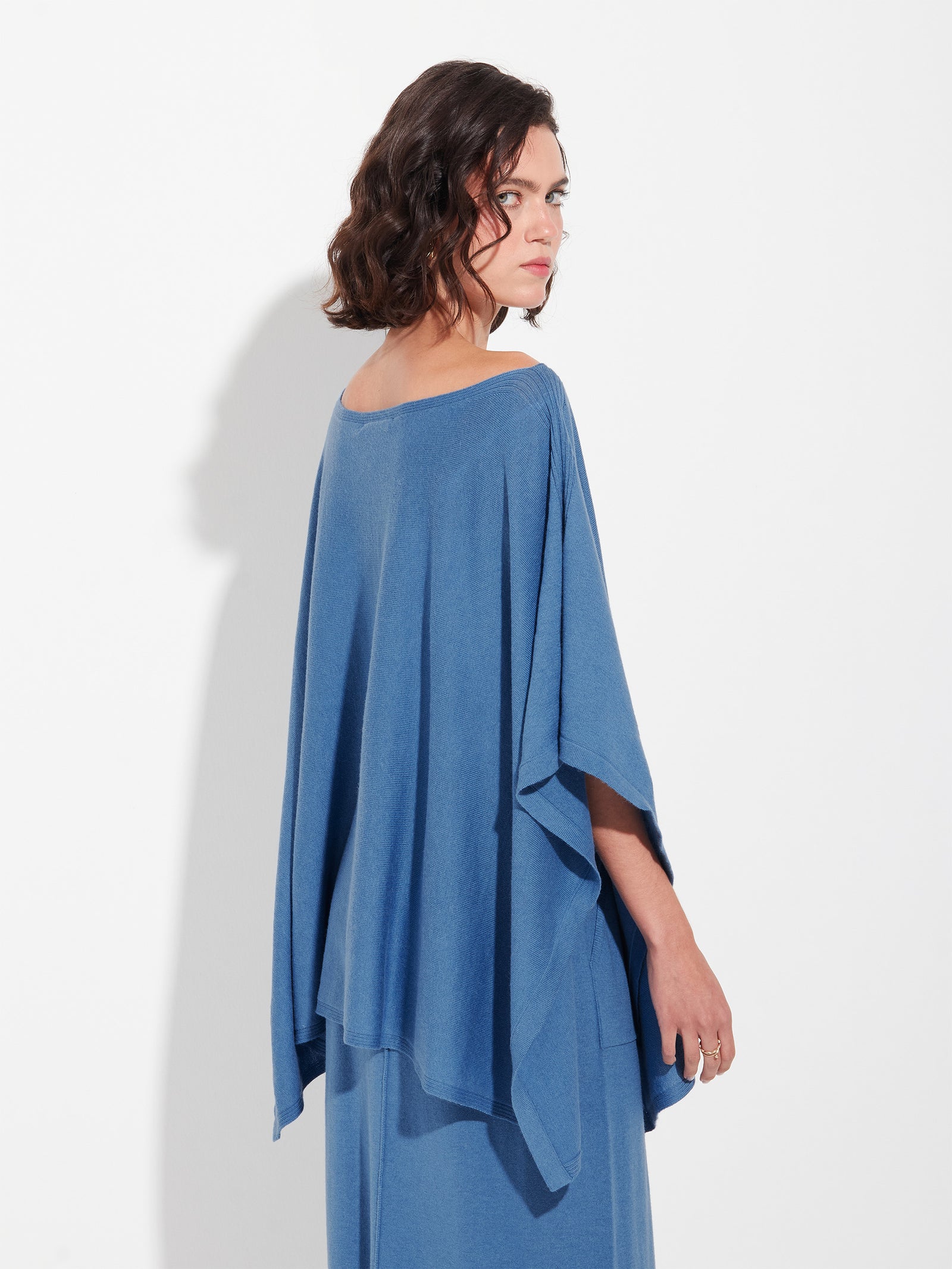 Poncho Zarah De Algodón Color Azul