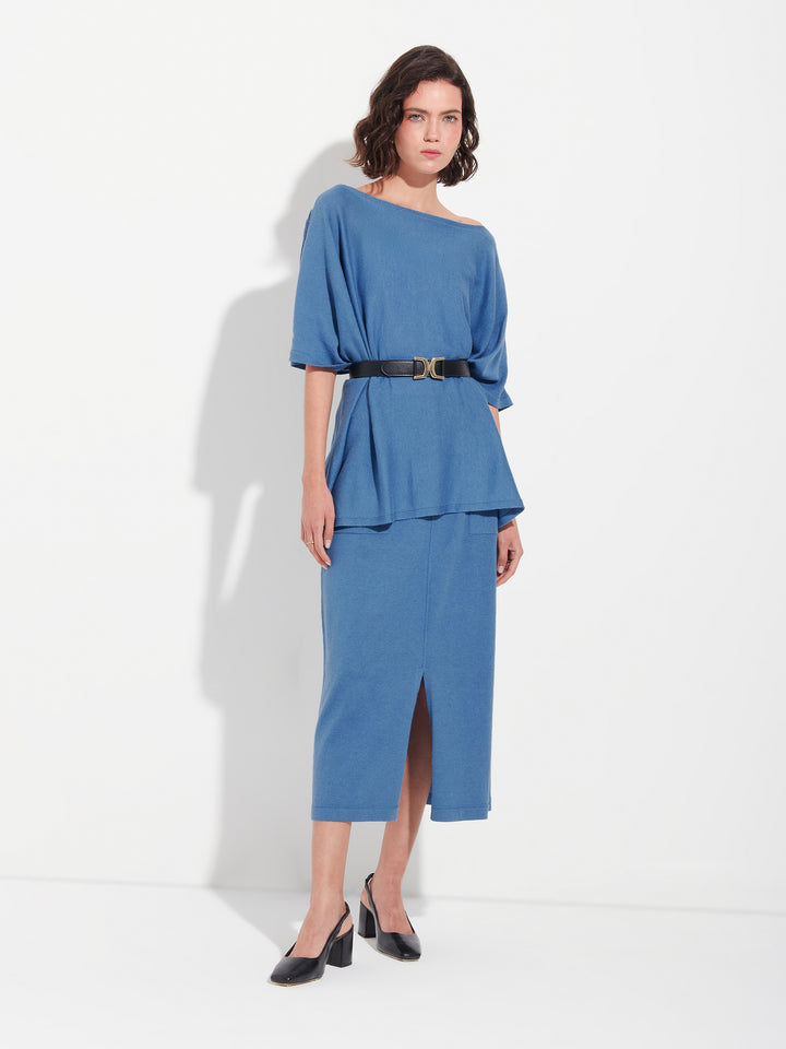 Poncho Zarah De Algodón Color Azul