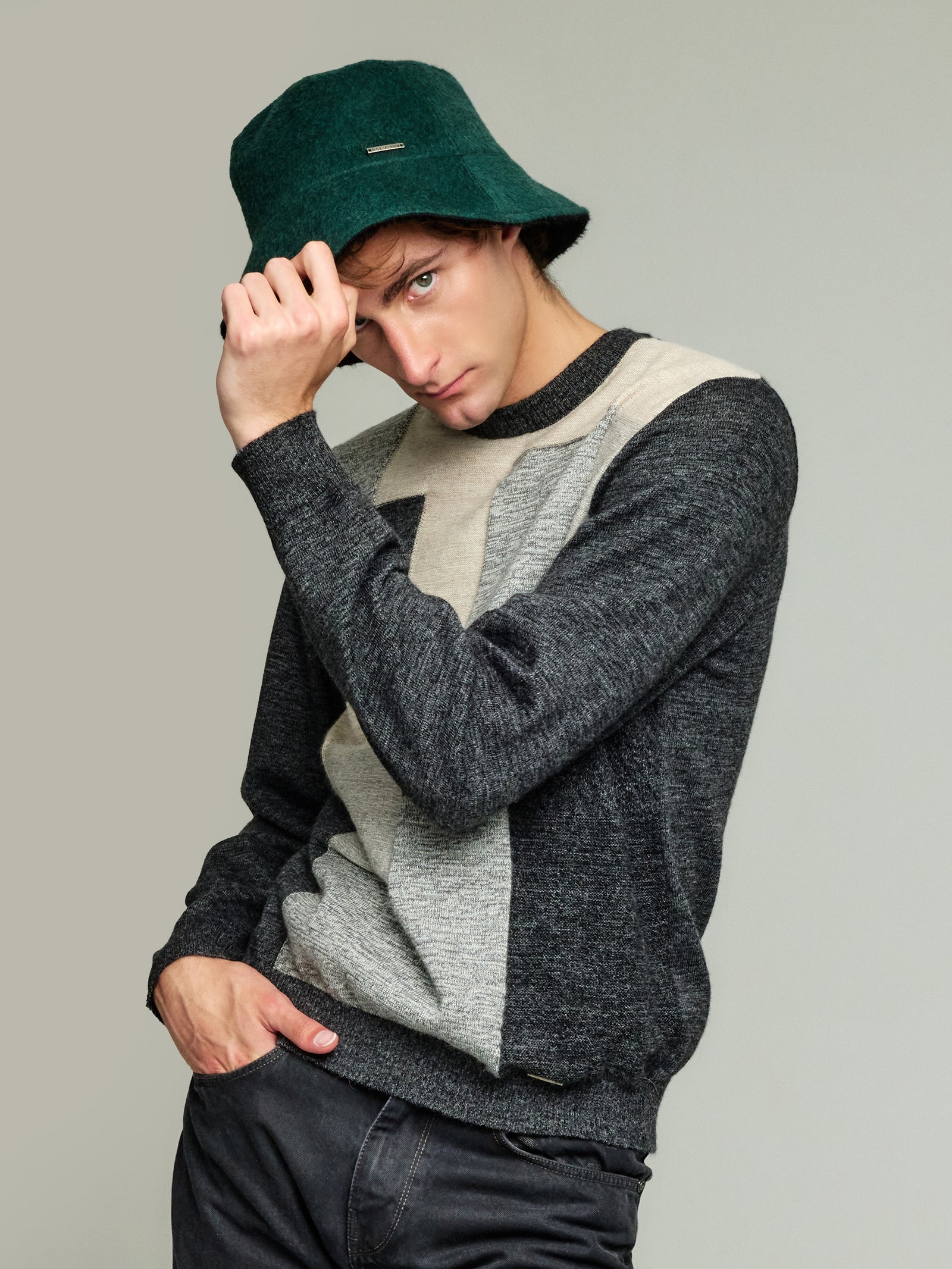 Young Hat in Baby Alpaca Color Green